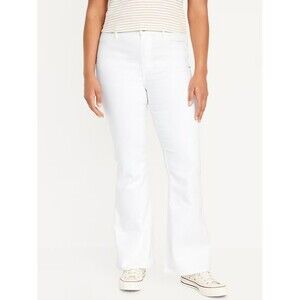 Old Navy High Rise WOW Flare Jeans Womens 16 Short White Cotton Stretch NEW